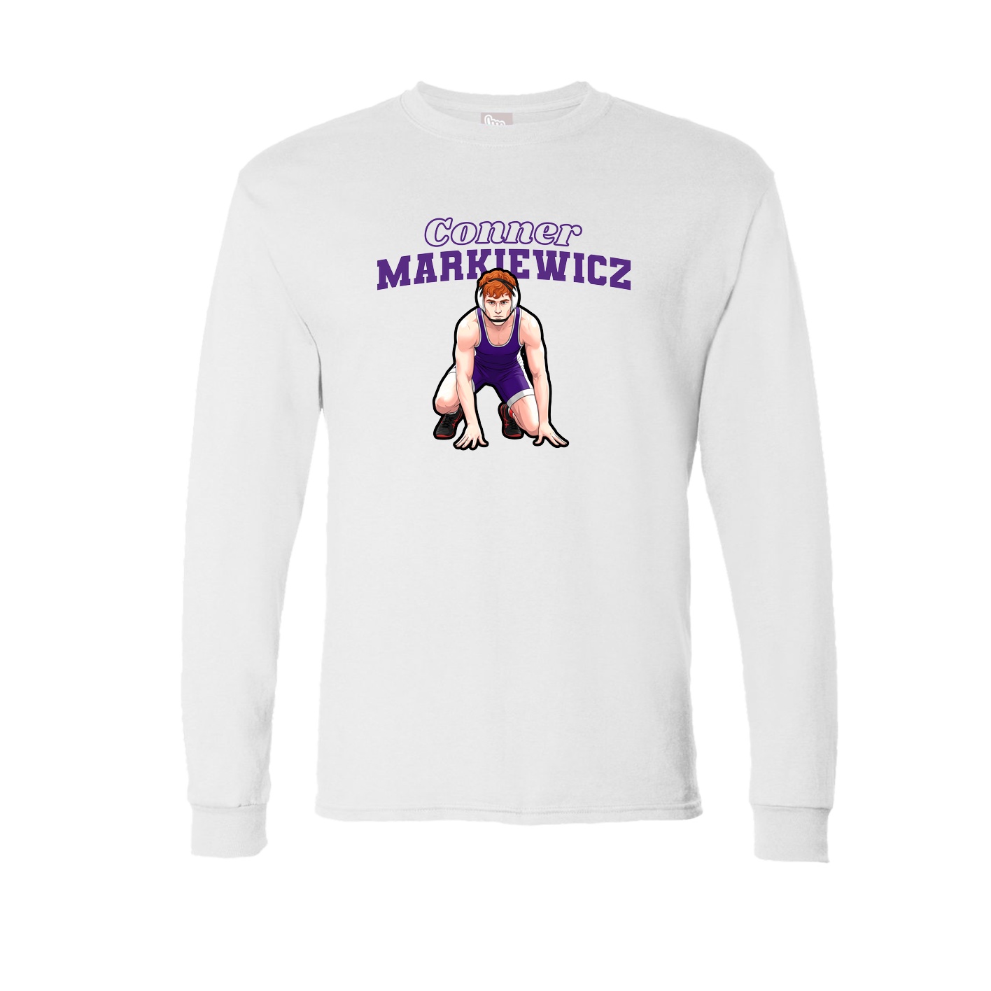 Long Sleeve Tee — Name Arch in White
