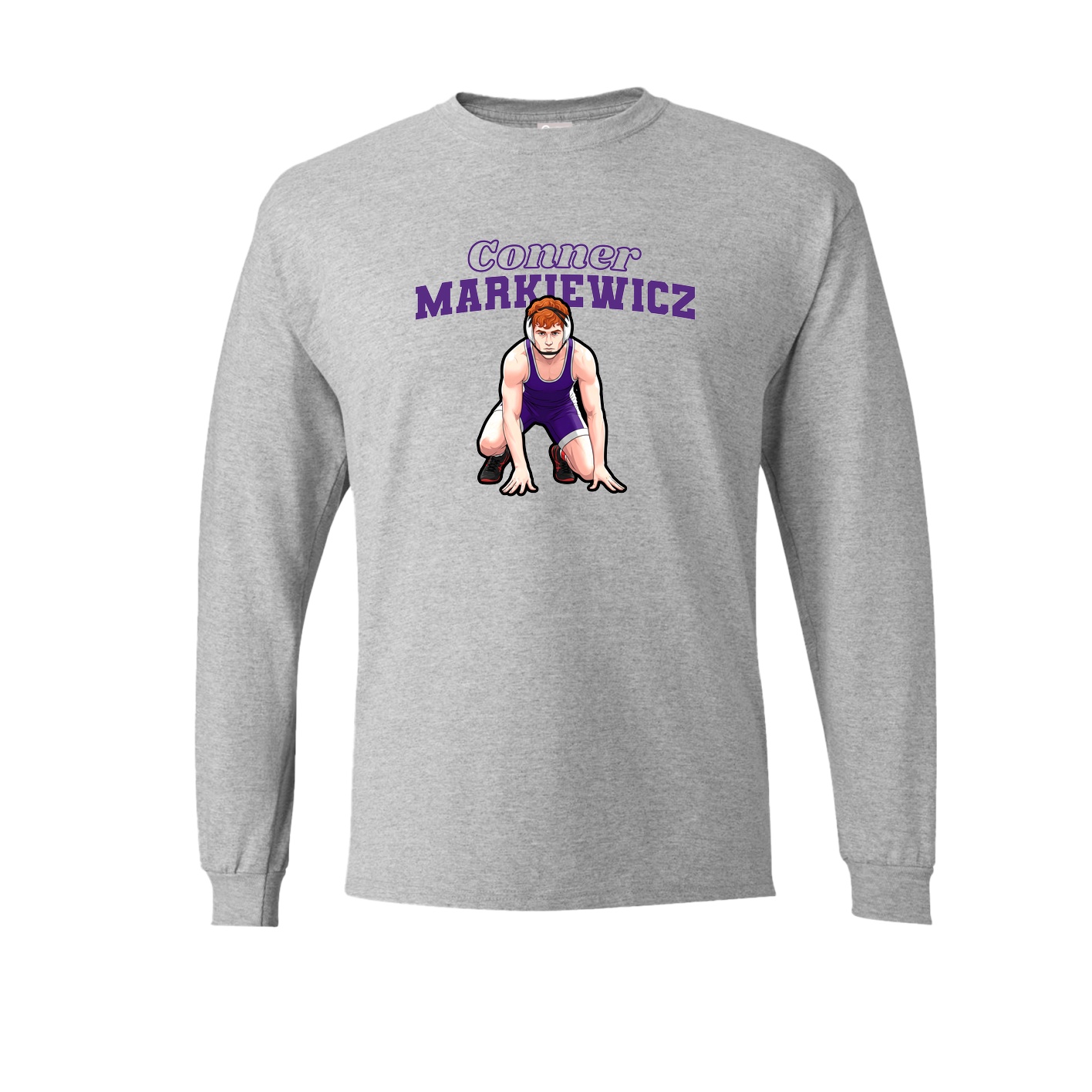 Long Sleeve Tee — Name Arch in Grey