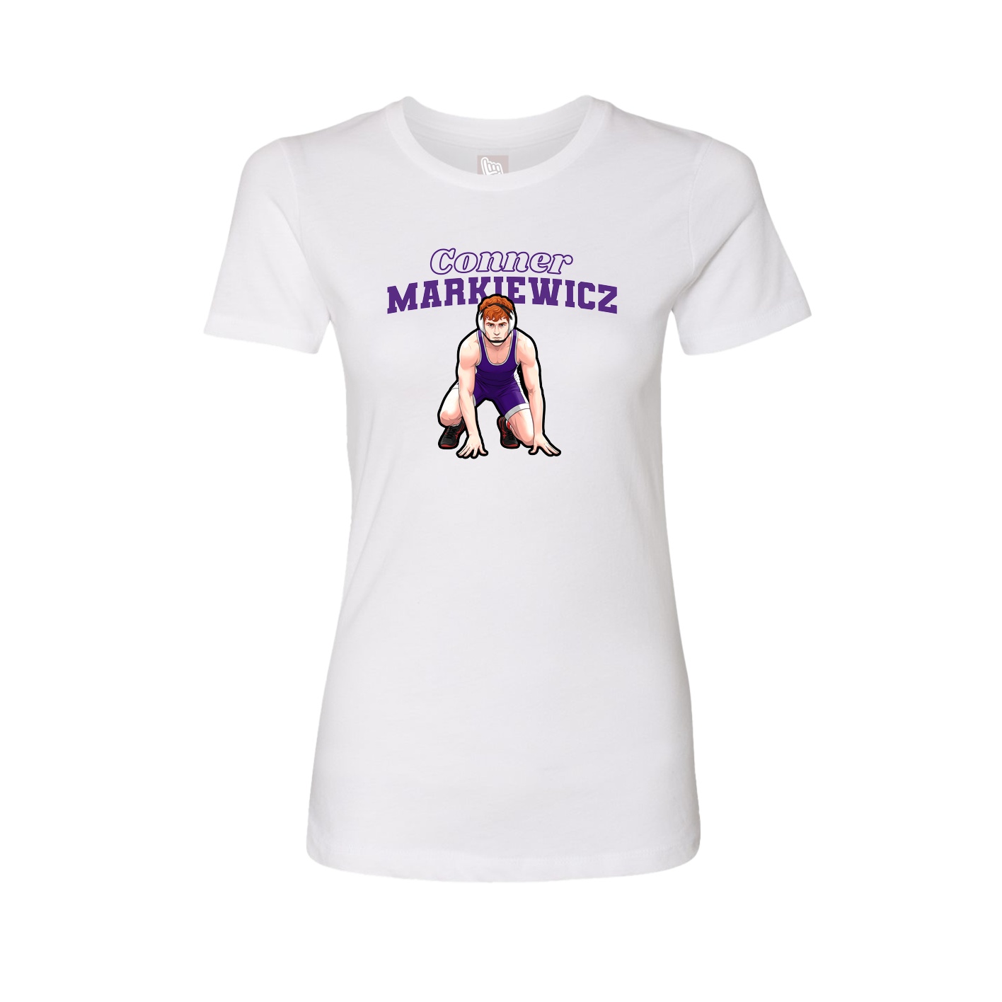 Womens Tee — Name Arch in White