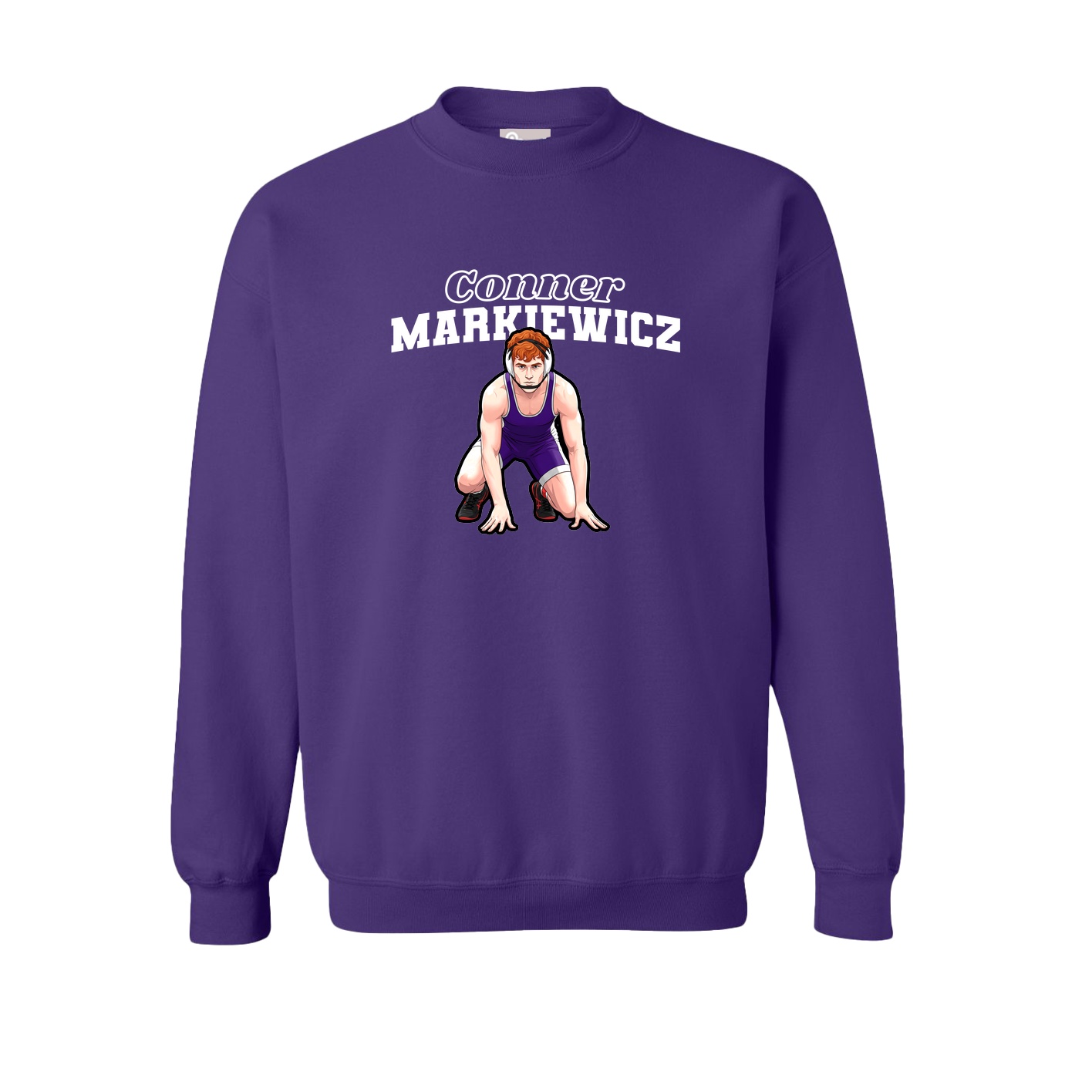 Fleece Crew — Name Arch in Purple