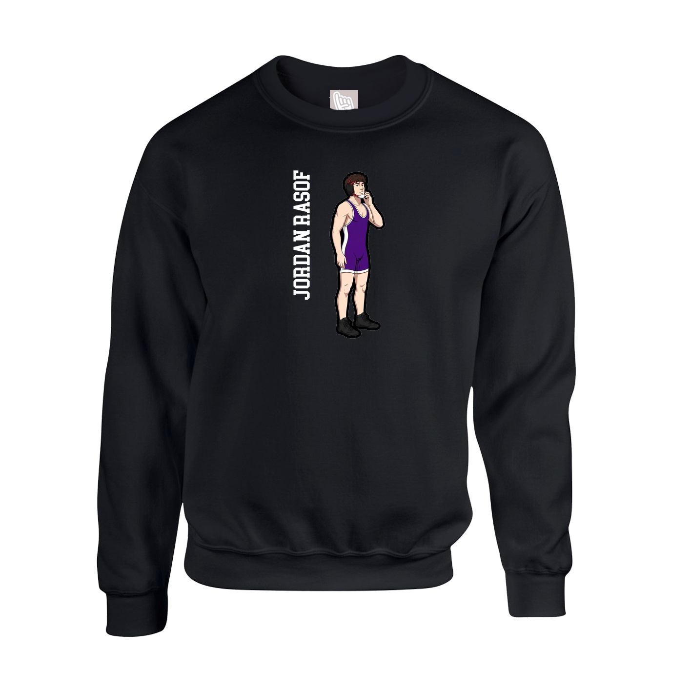 Fleece Crew — Name Vertical in Black