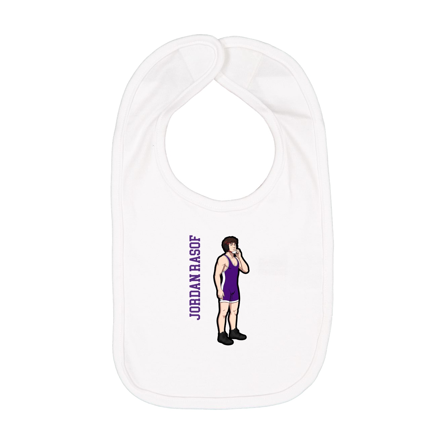 Infant Bib — Name Vertical in White