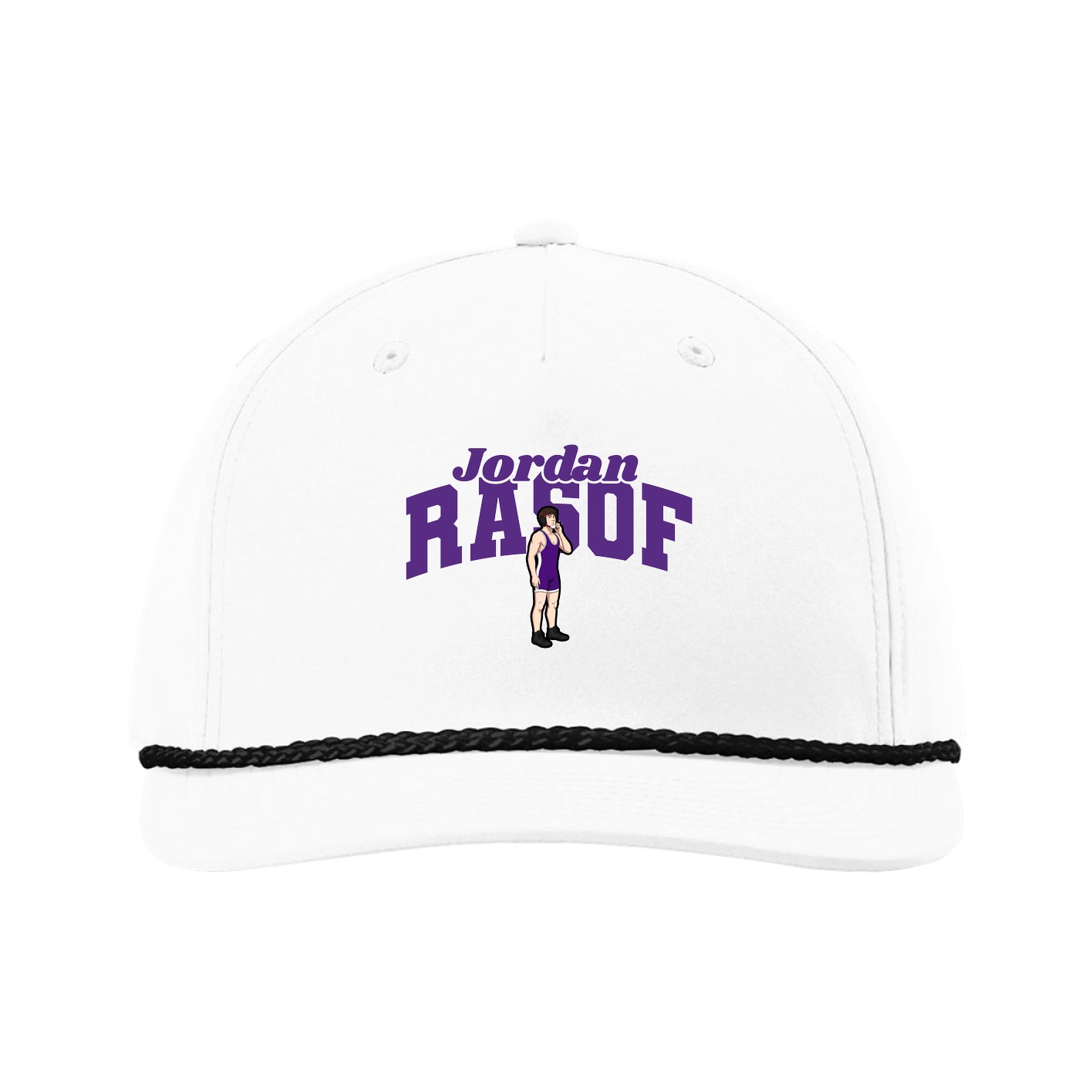 Five-Panel Classic Rope Cap — Signature Arch in White