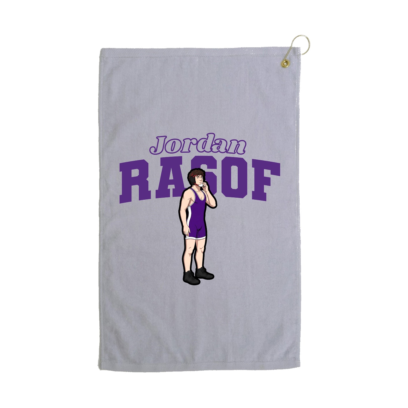 Golf Towel — Name Arch in Grey