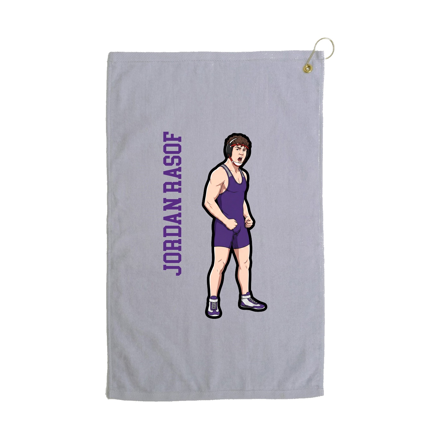 Golf Towel — Name Vertical in Grey