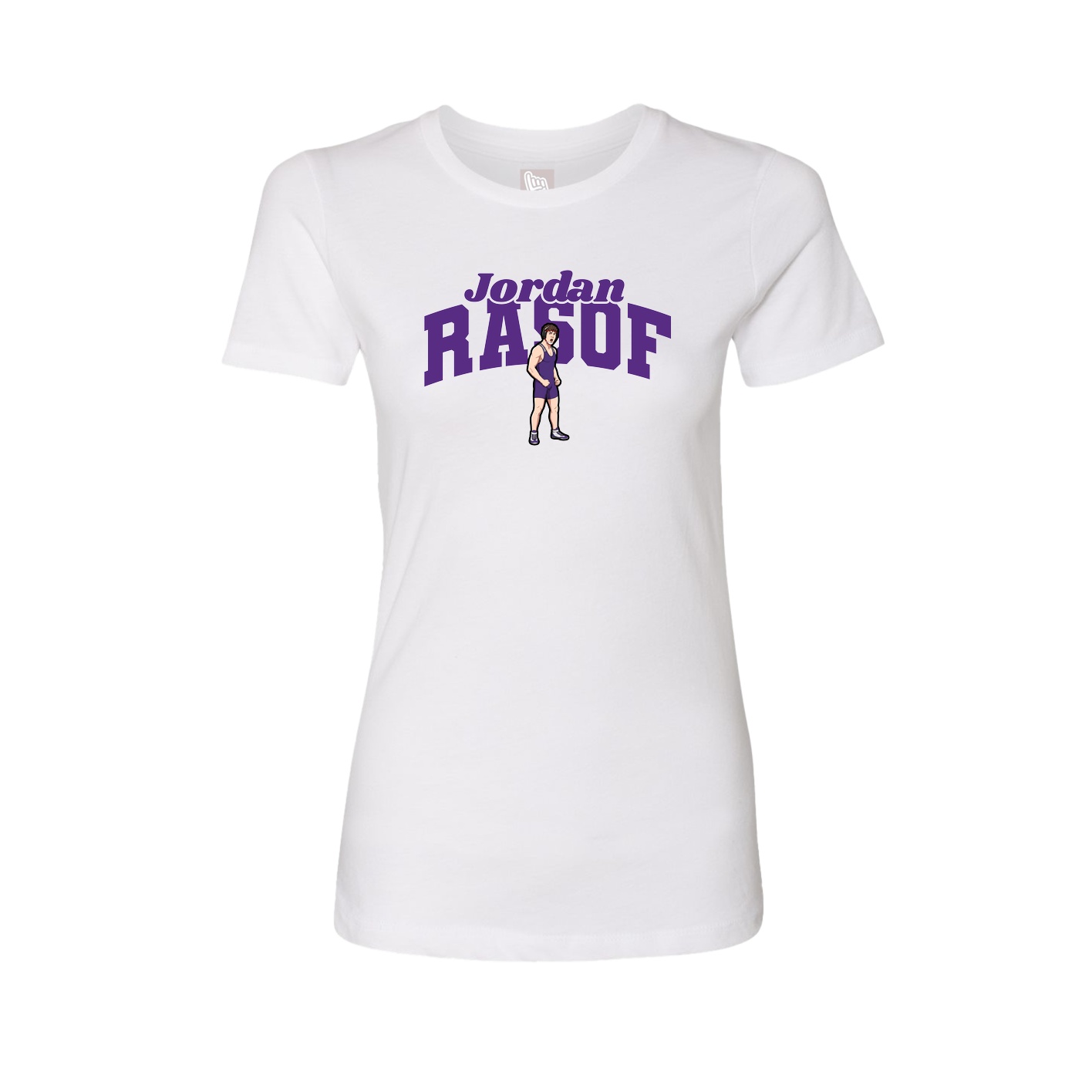 Fitted Women's Tee — Signature Arch in White
