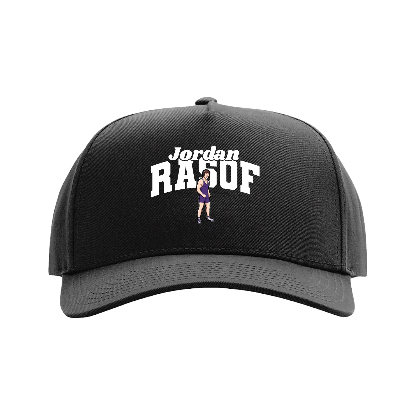 Full Fabric Five-Panel Champ Cap — Signature Arch in Black