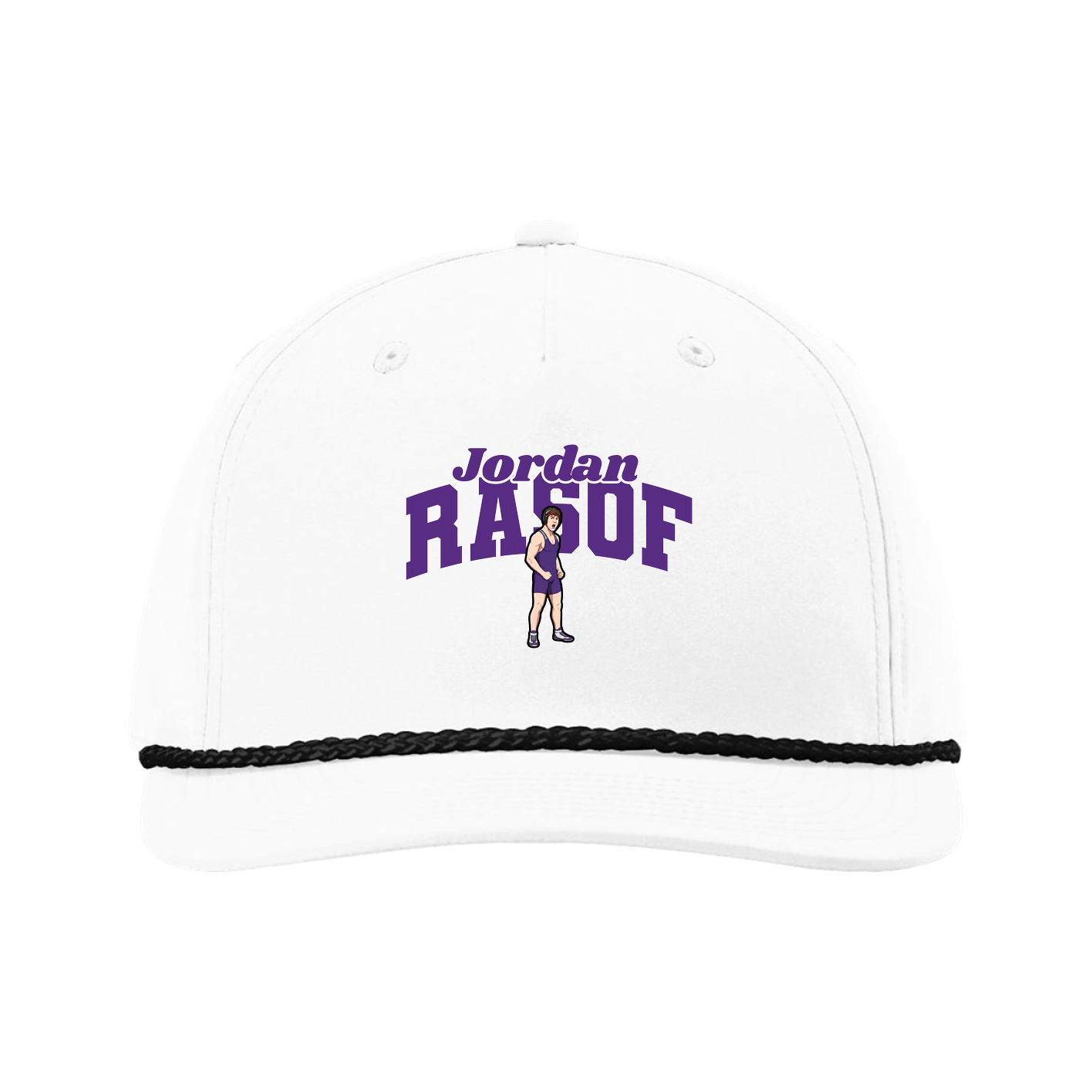 Five-Panel Classic Rope Cap — Signature Arch in White