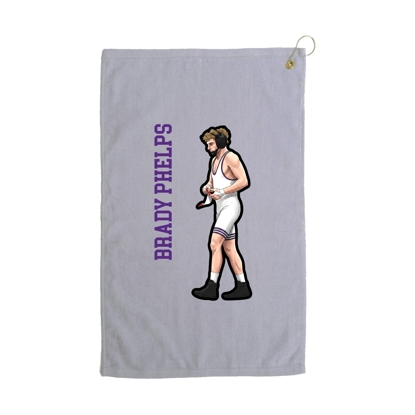 Golf Towel — Name Vertical in Grey
