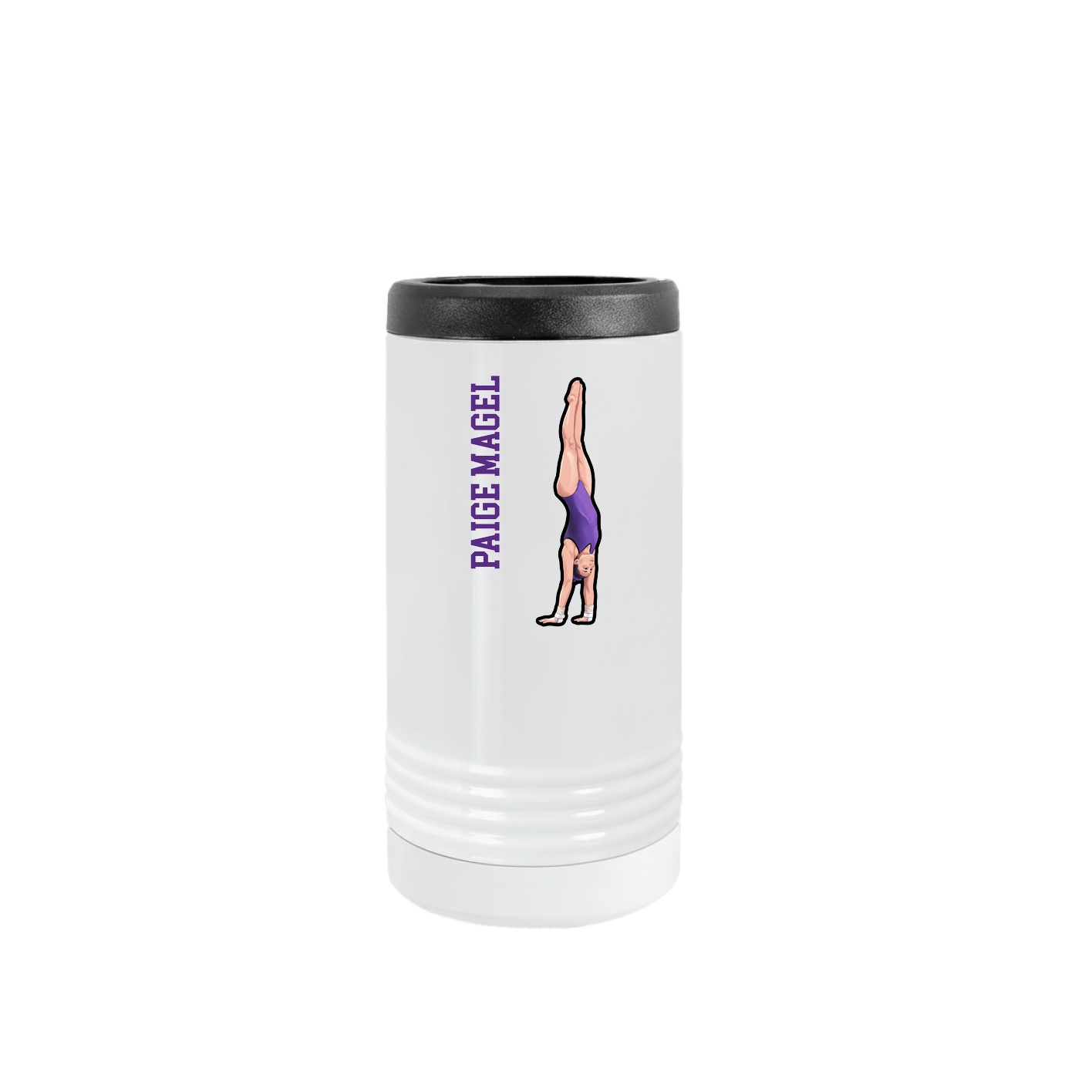 Slim Beverage Holder — Name Vertical in White