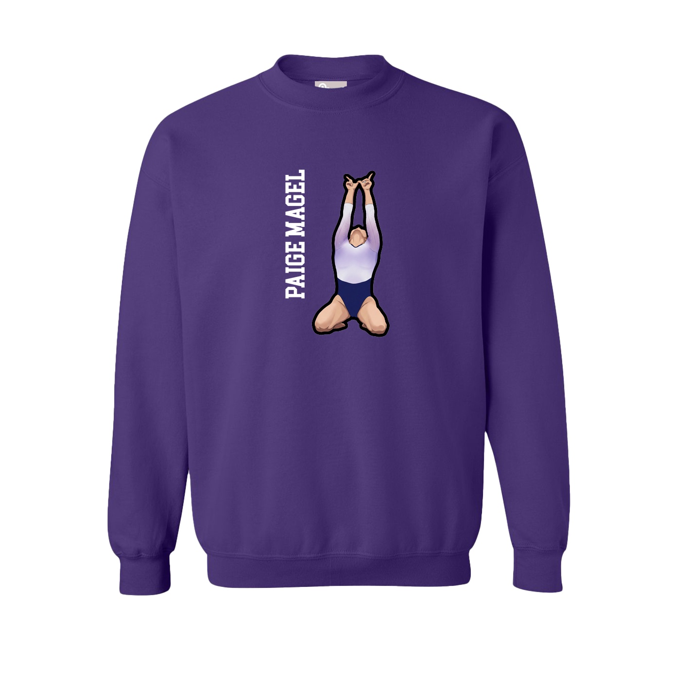 Fleece Crew — Name Vertical in Purple