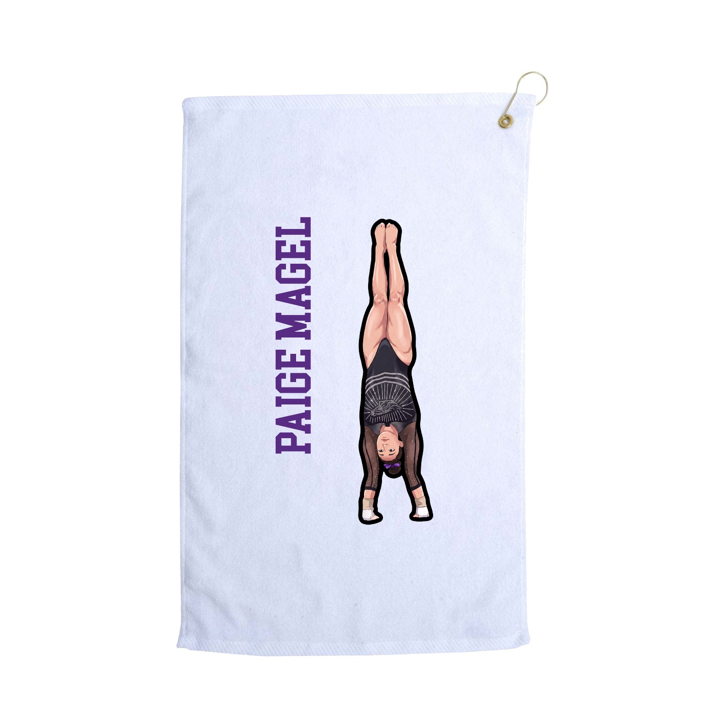 Golf Towel — Name Vertical in White