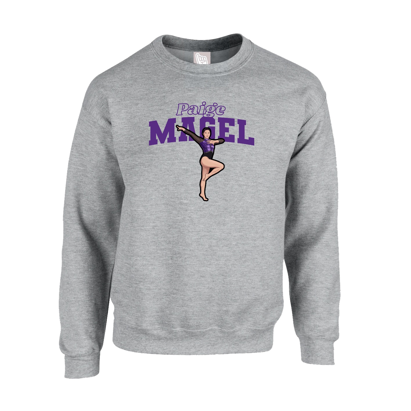 Fleece Crew — Name Arch in Grey
