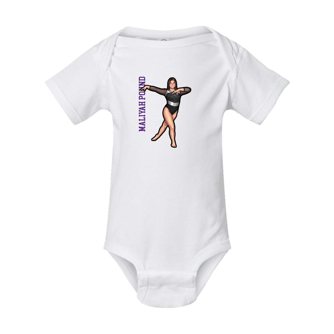 Baby Onesie — Name Vertical in White