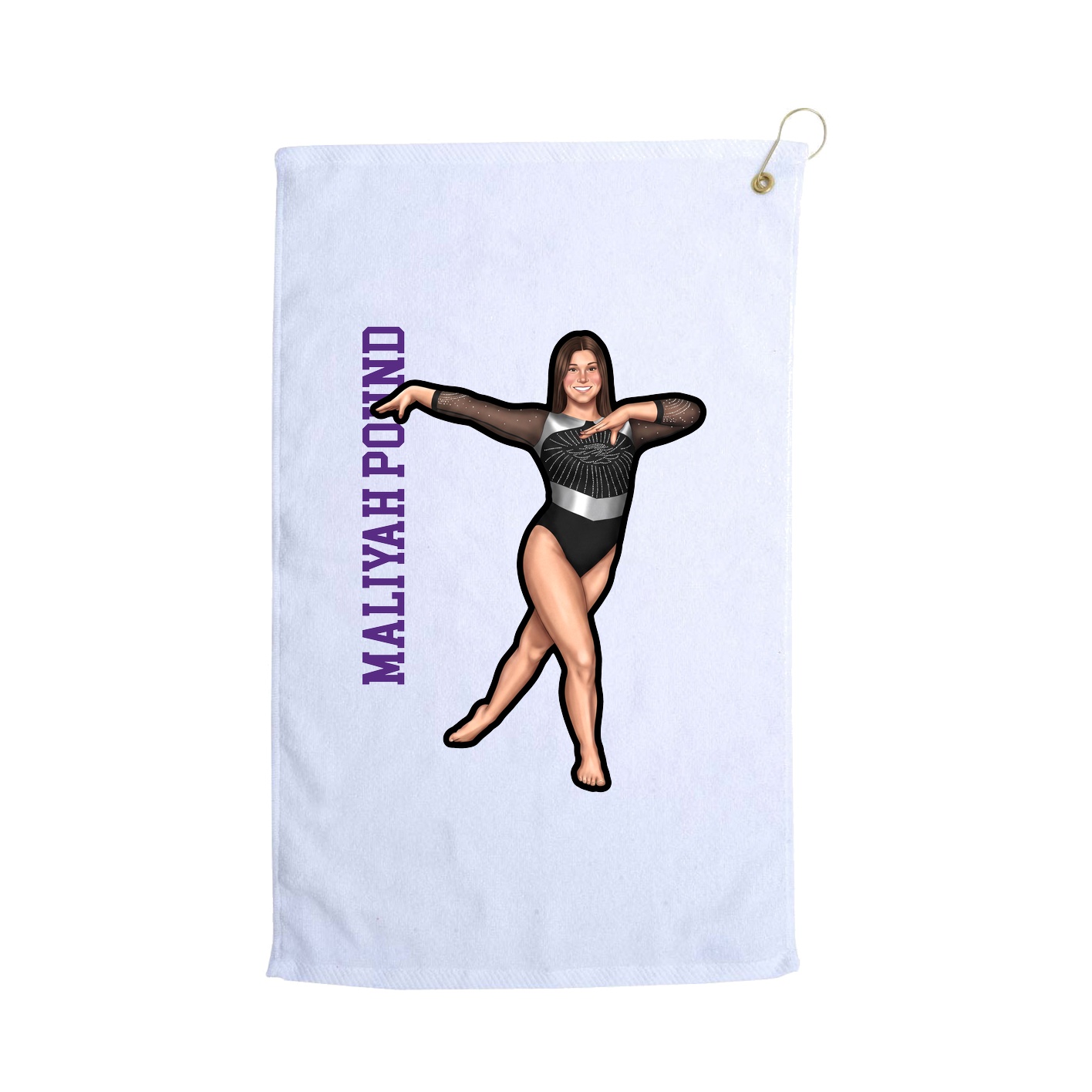 Golf Towel — Name Vertical in White