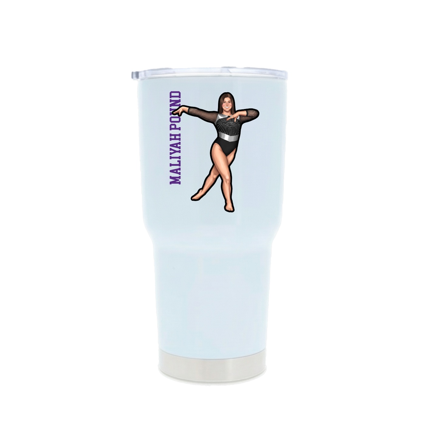 30oz Stainless Steel Tumbler — Name Vertical in White