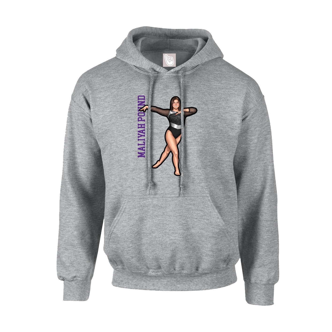 Youth Hoodie — Name Vertical in Grey
