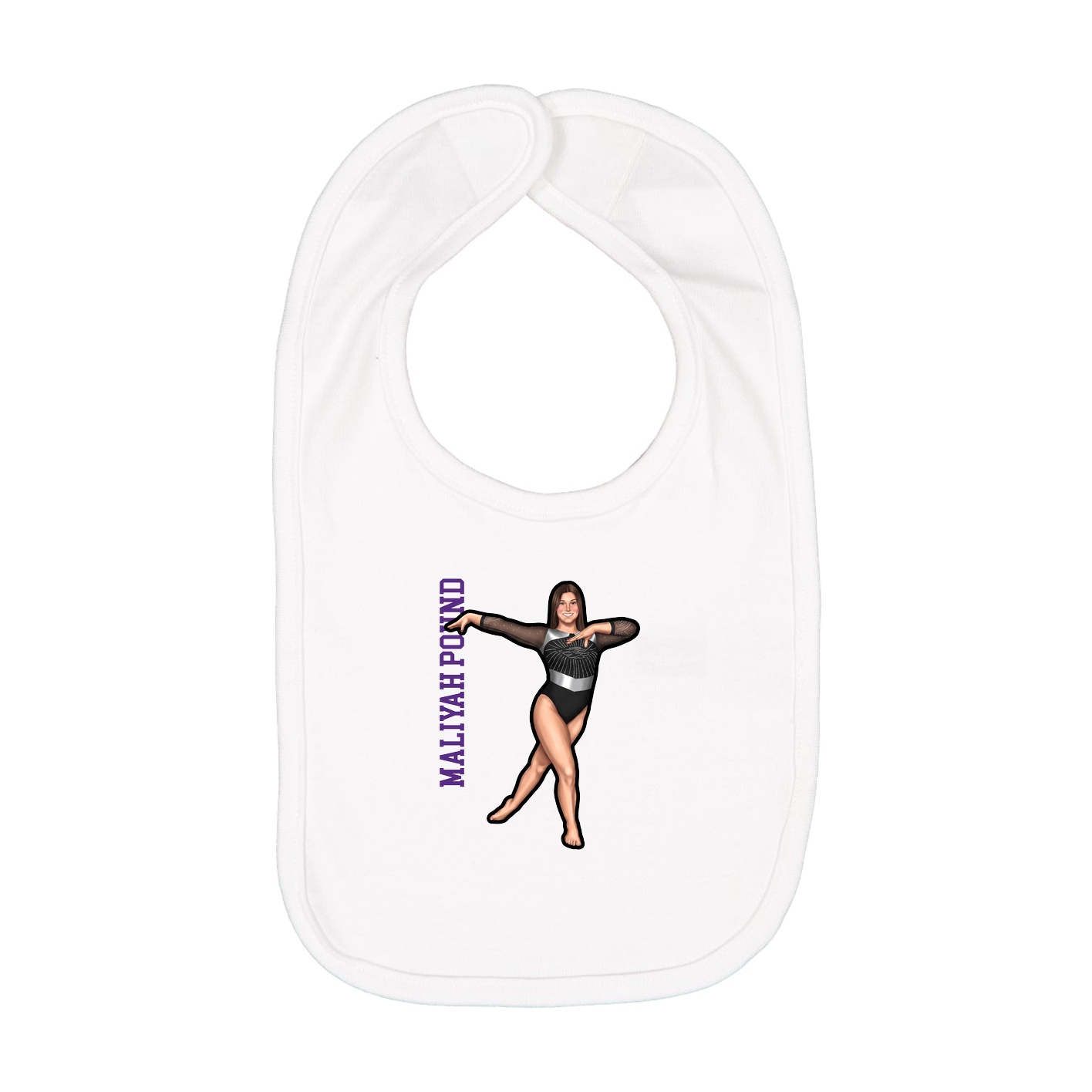 Infant Bib — Name Vertical in White