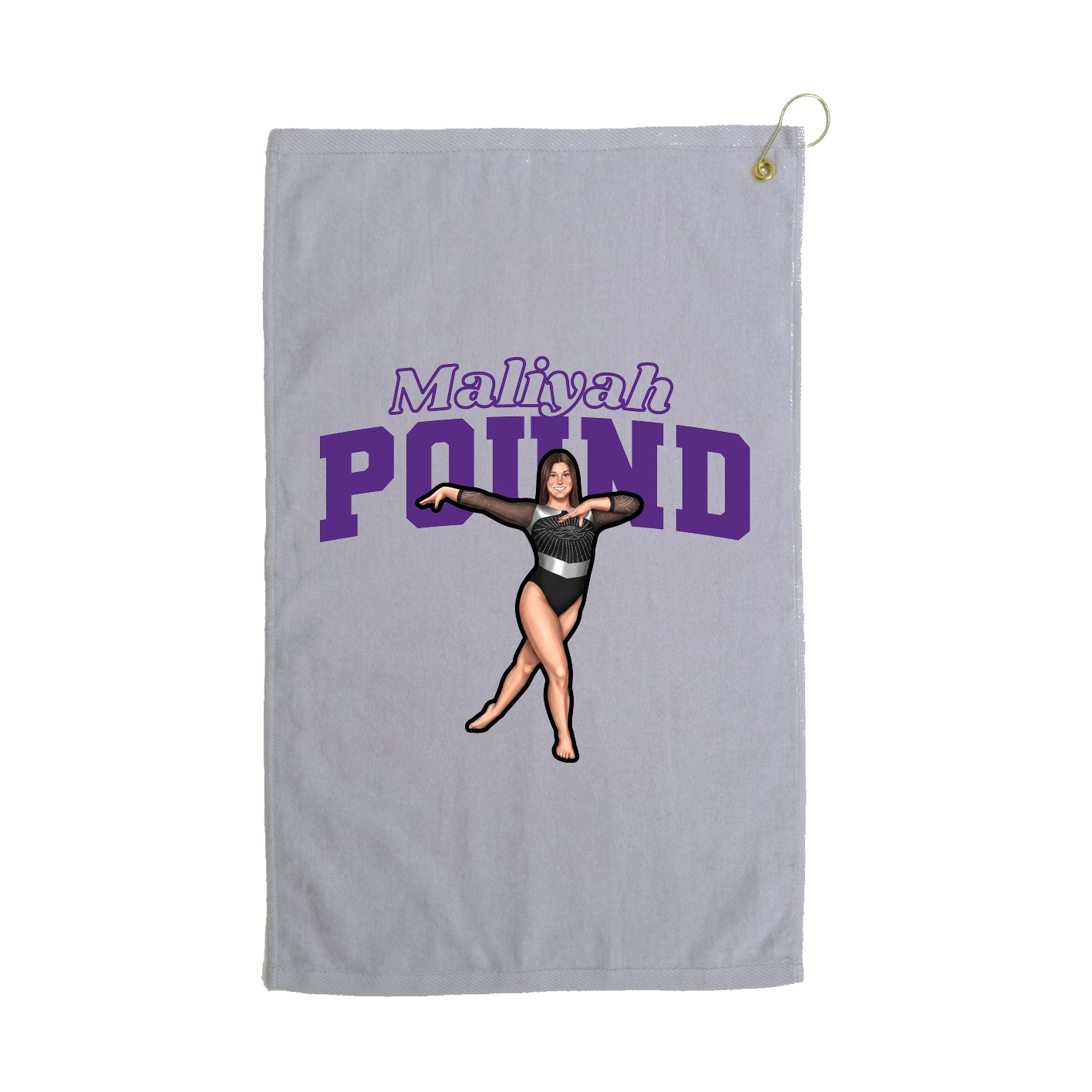 Golf Towel — Name Arch in Grey