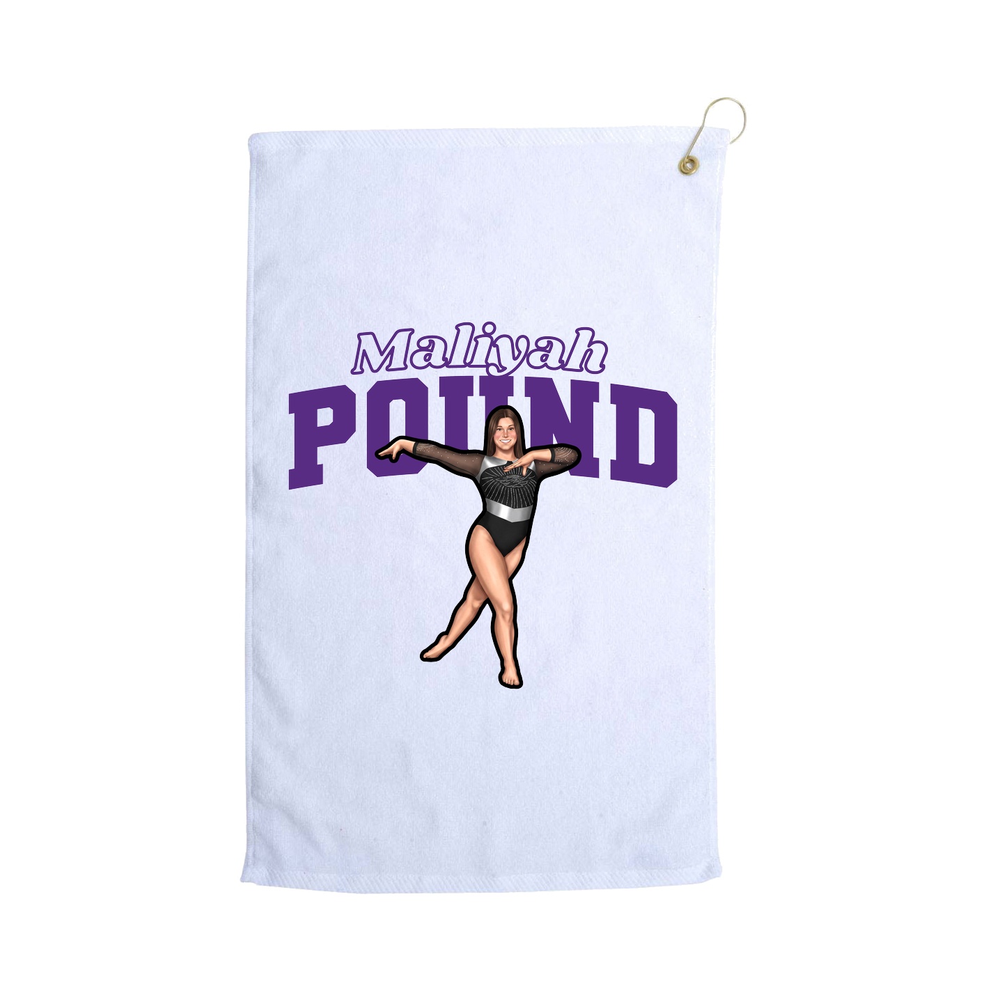 Golf Towel — Name Arch in White