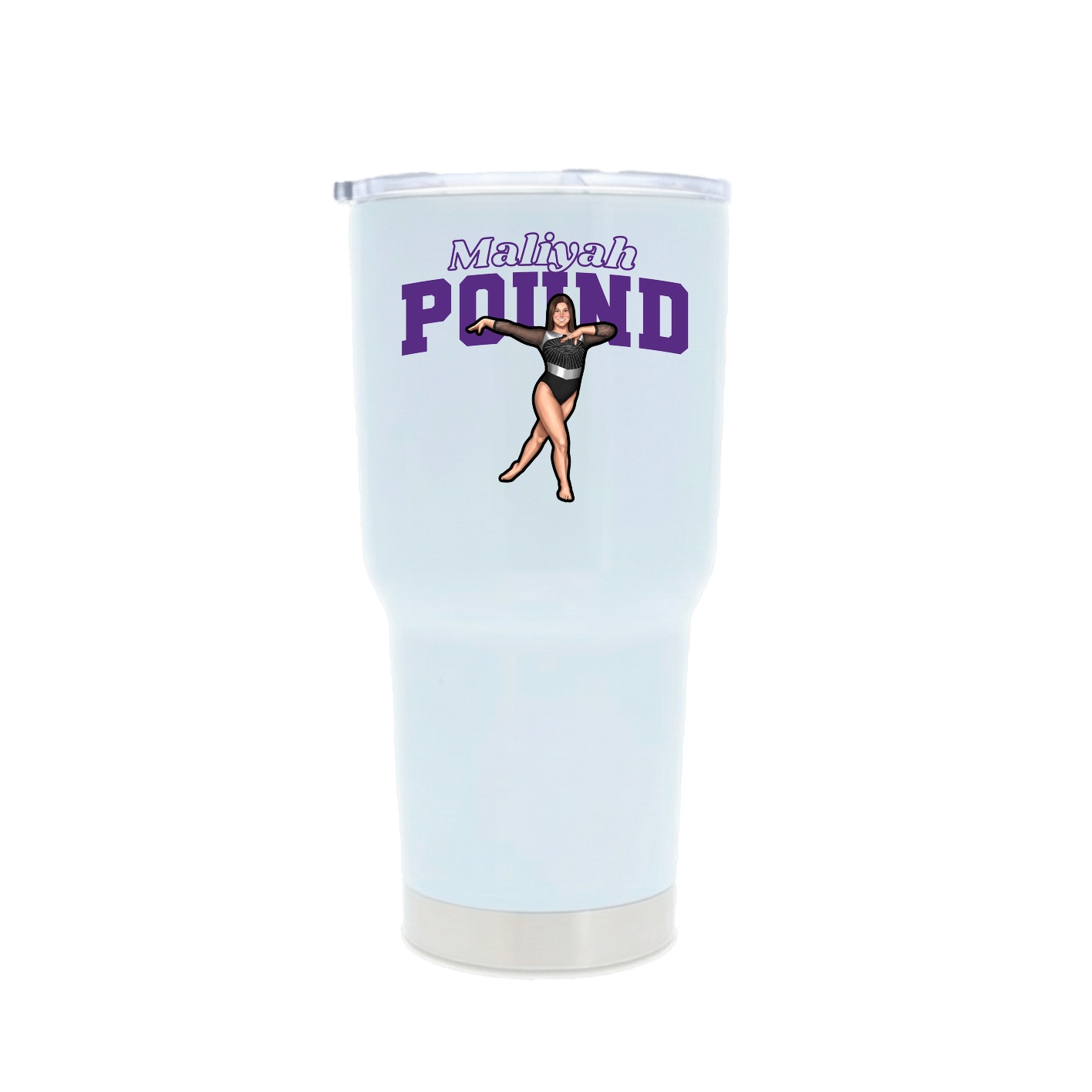 30oz Stainless Steel Tumbler — Name Arch in White