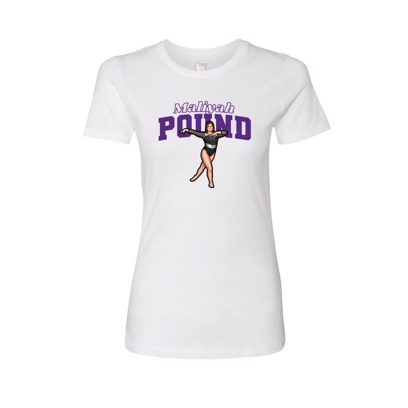 Fitted Women's Tee — Name Arch in White