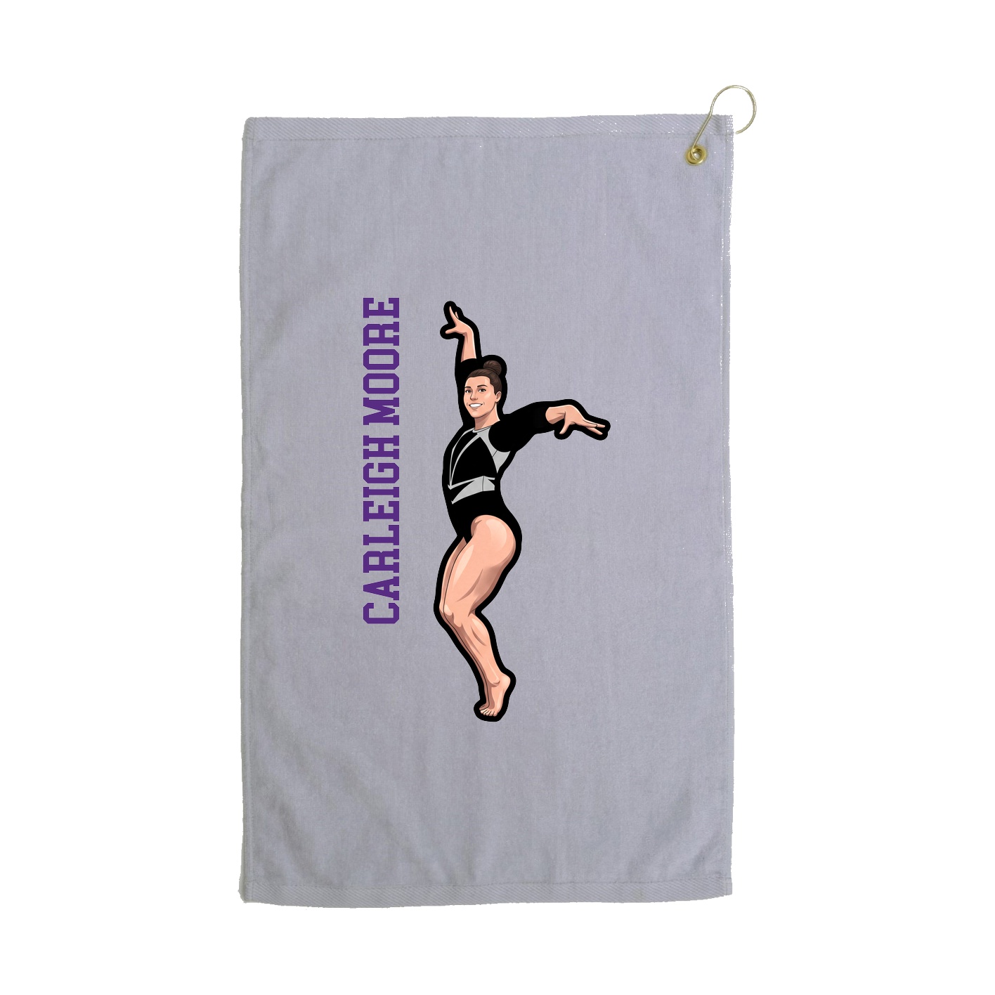 Golf Towel — Name Vertical in Grey