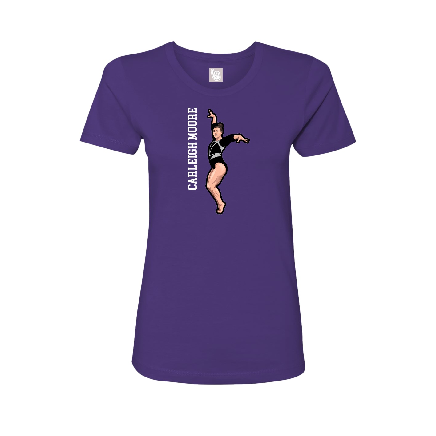 Fitted Women's Tee — Name Vertical in Purple