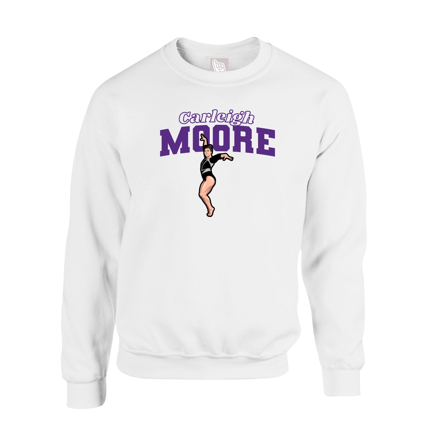 Fleece Crew — Name Arch in White