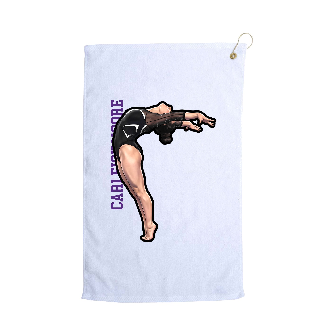 Golf Towel — Name Vertical in White