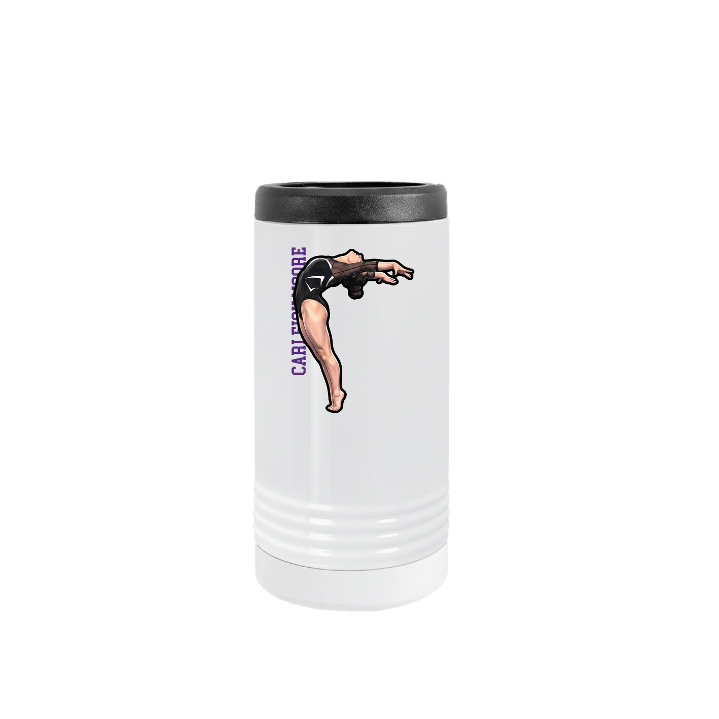 Slim Beverage Holder — Name Vertical in White