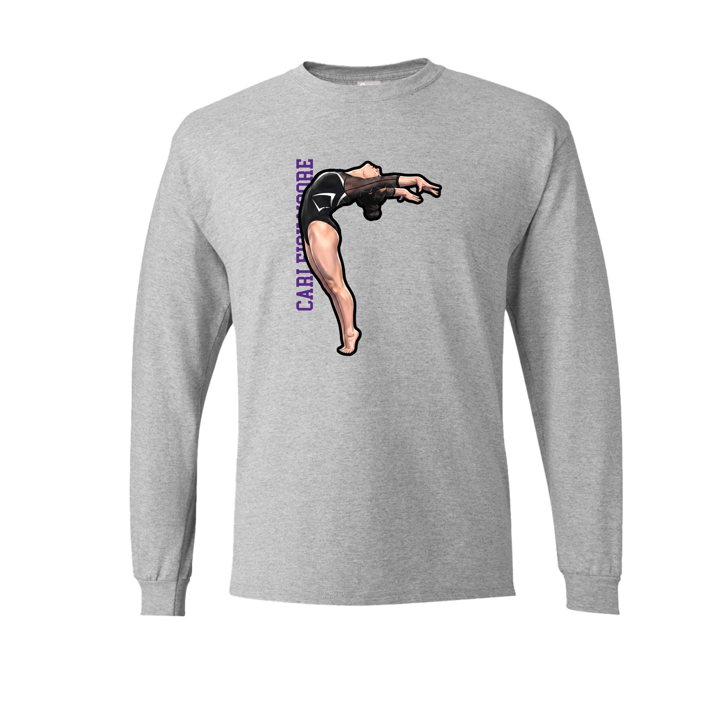 Long Sleeve Tee — Name Vertical in Grey
