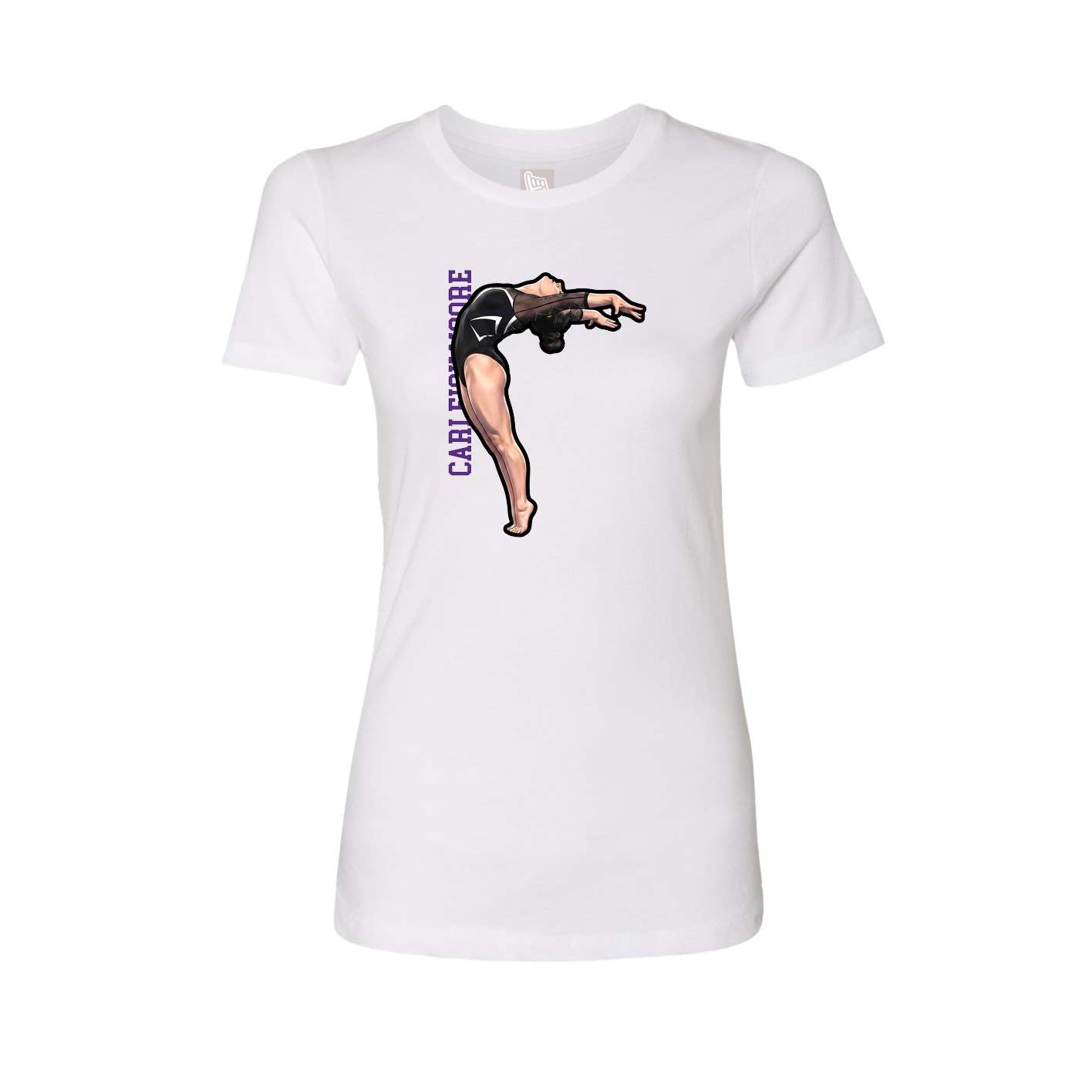 Fitted Women's Tee — Name Vertical in White