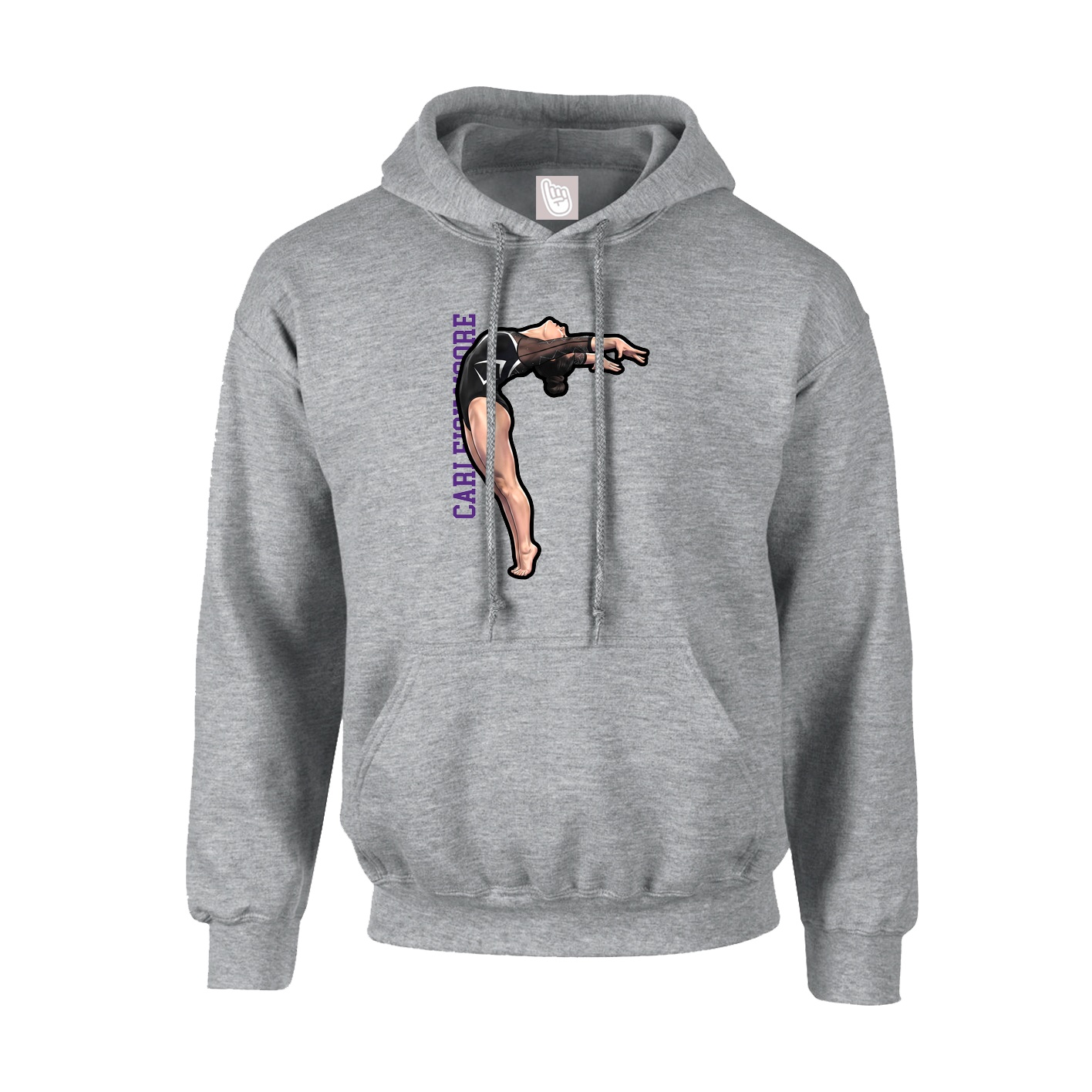 Hoodie — Name Vertical in Grey