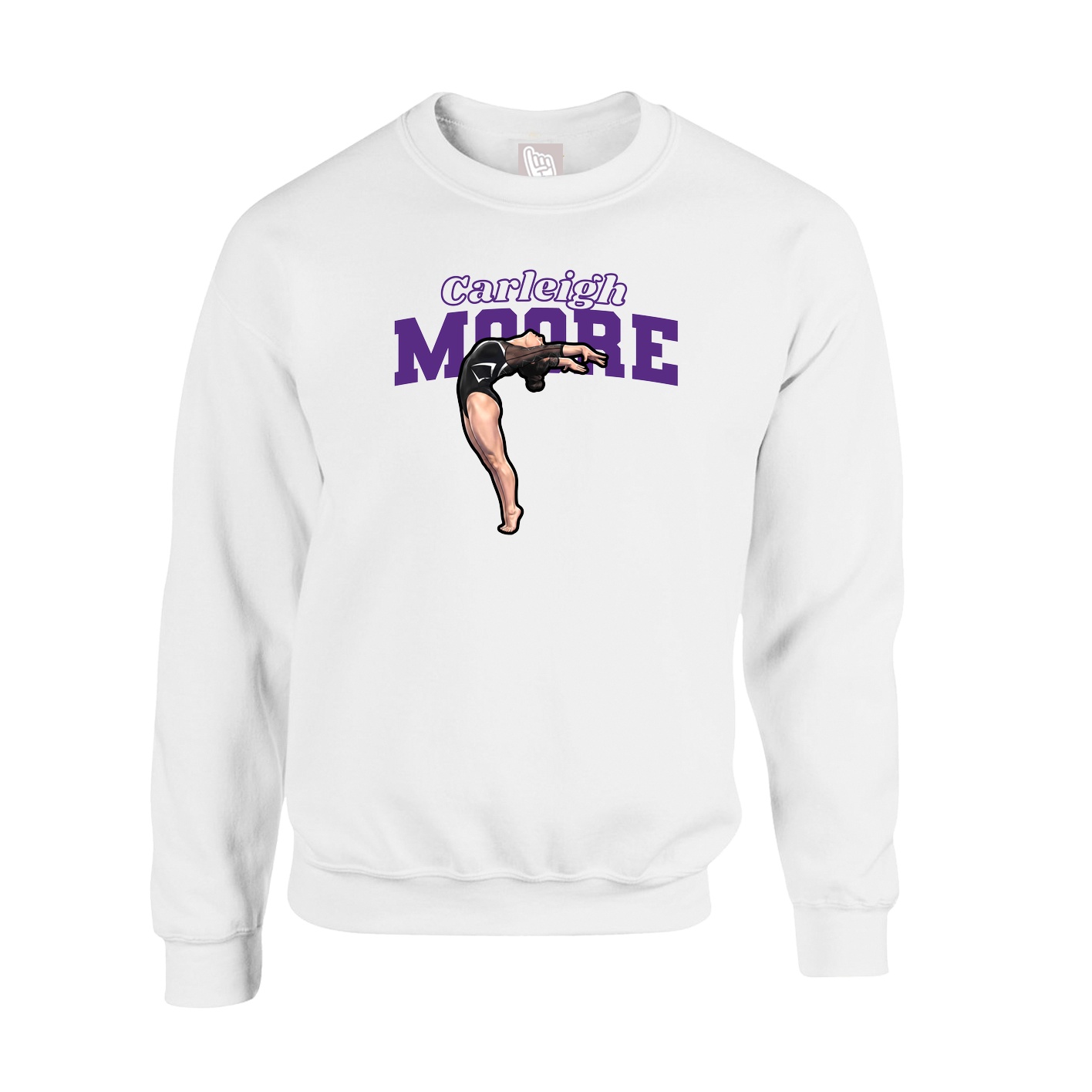 Fleece Crew — Name Arch in White
