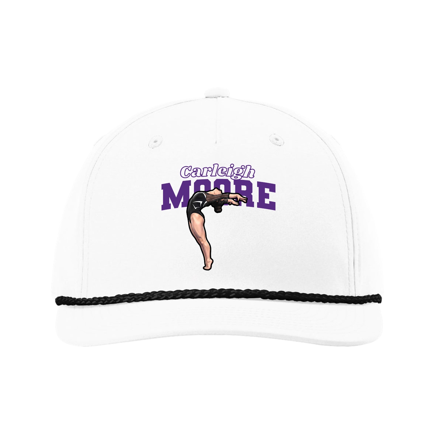 Five-Panel Classic Rope Cap — Name Arch in White