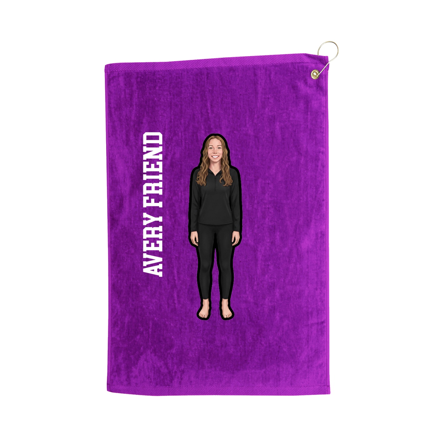Golf Towel — Name Vertical in Purple