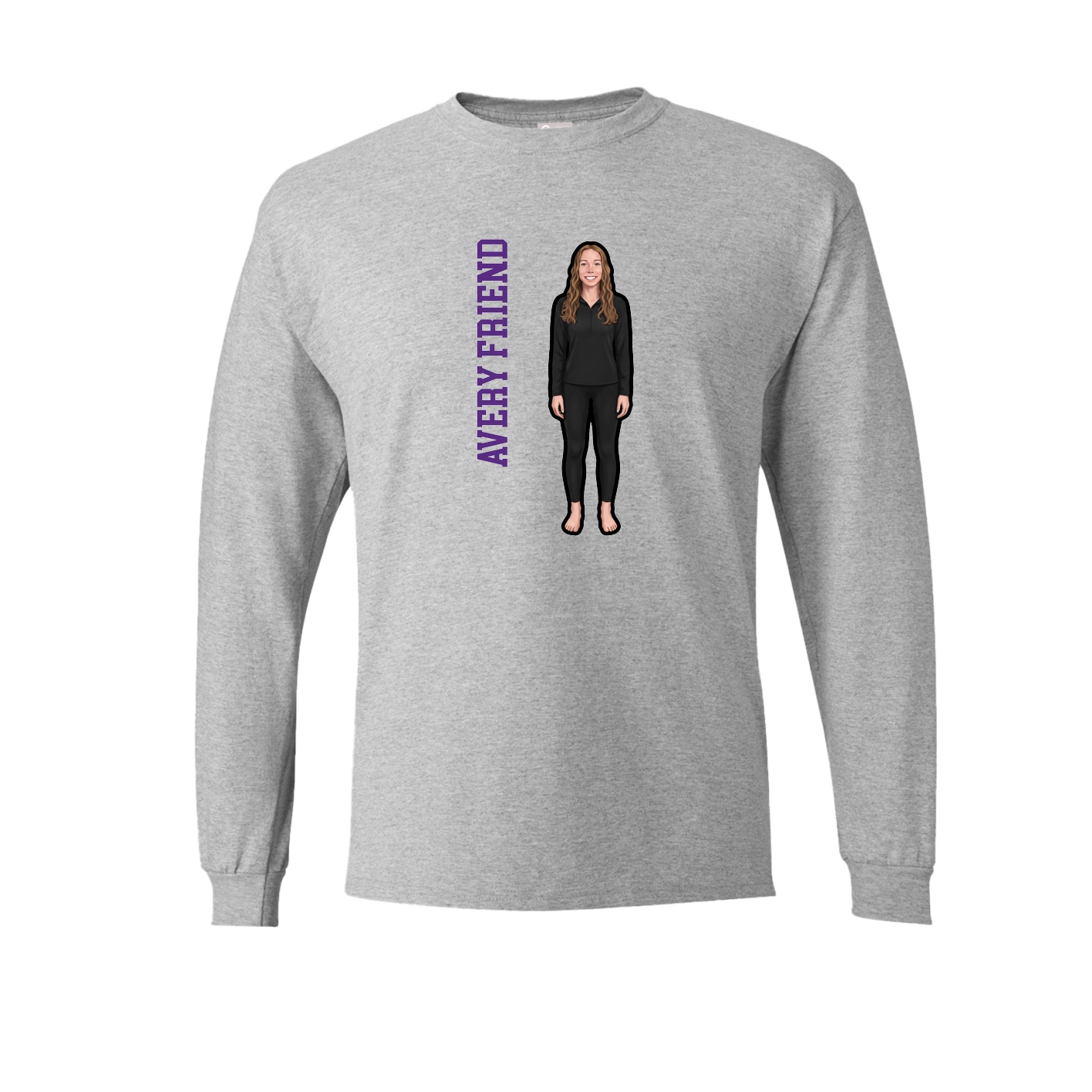 Long Sleeve Tee — Name Vertical in Grey