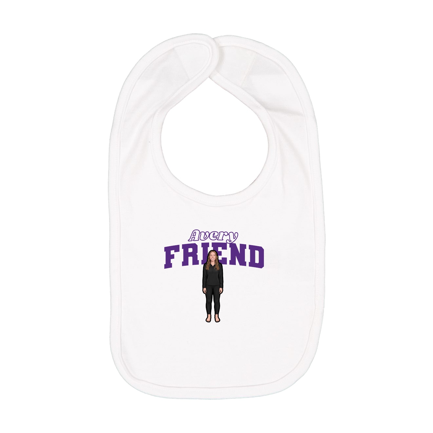 Infant Bib — Name Arch in White