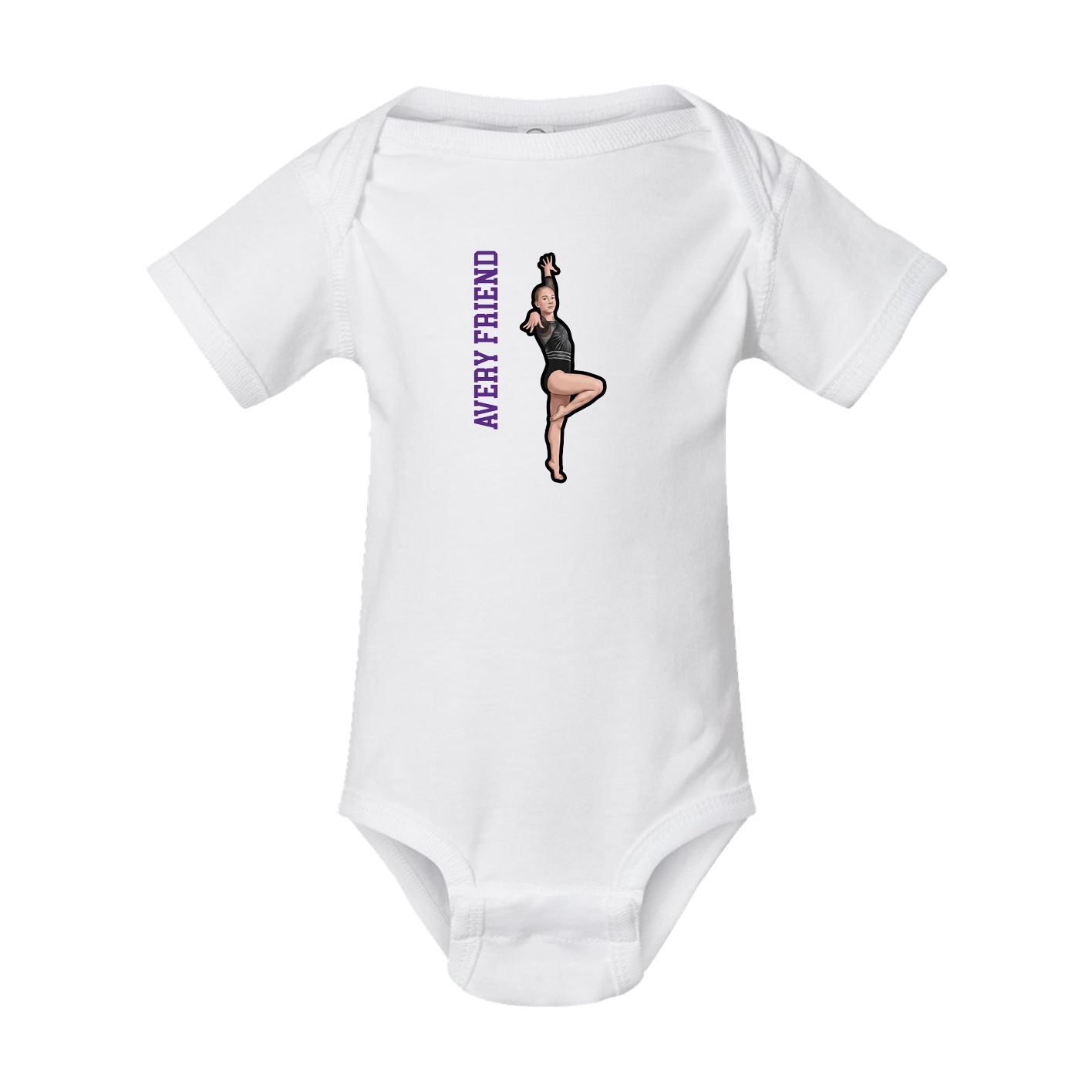 Baby Onesie — Name Vertical in White