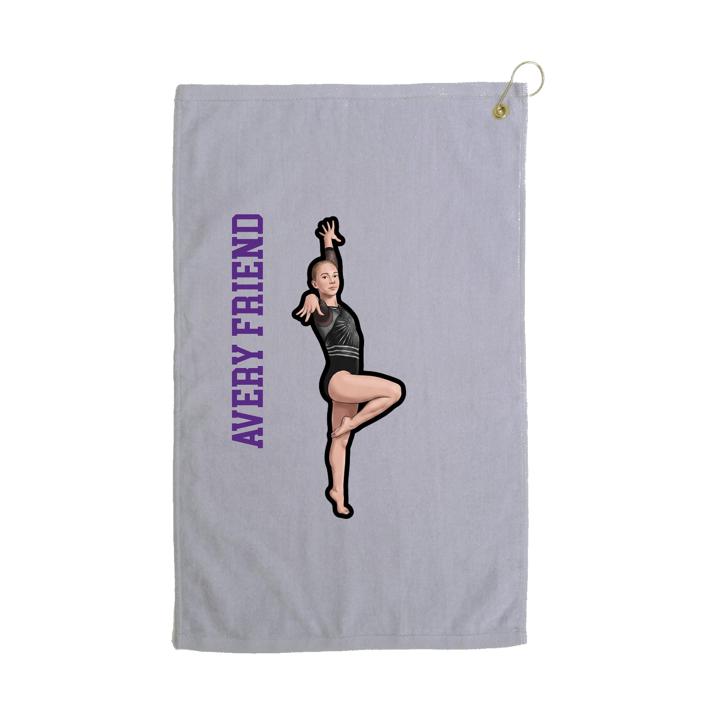 Golf Towel — Name Vertical in Grey