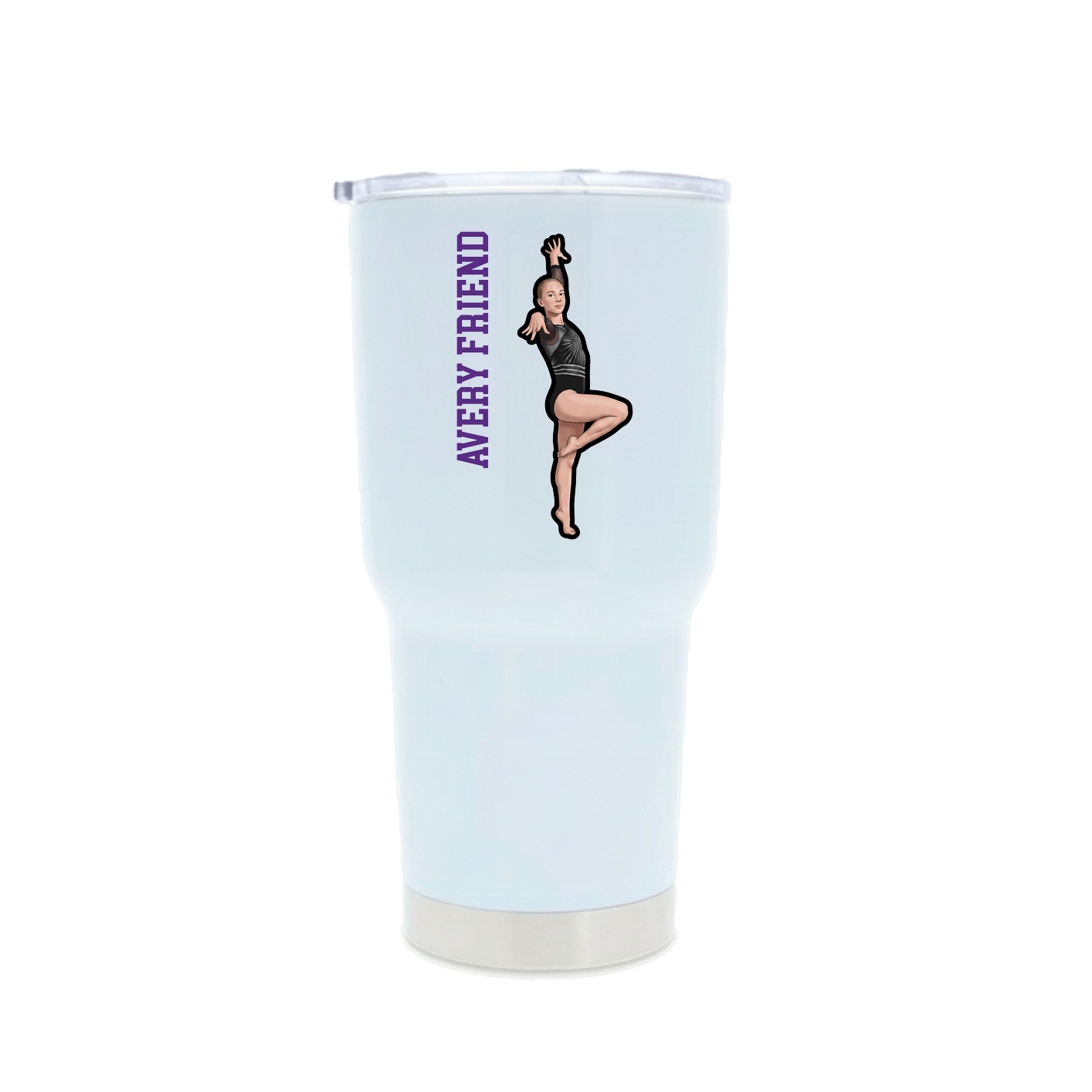 30oz Stainless Steel Tumbler — Name Vertical in White