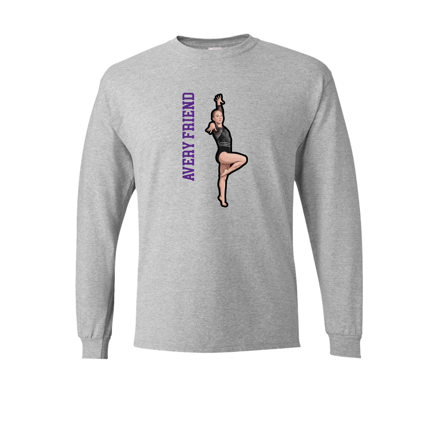 Long Sleeve Tee — Name Vertical in Grey