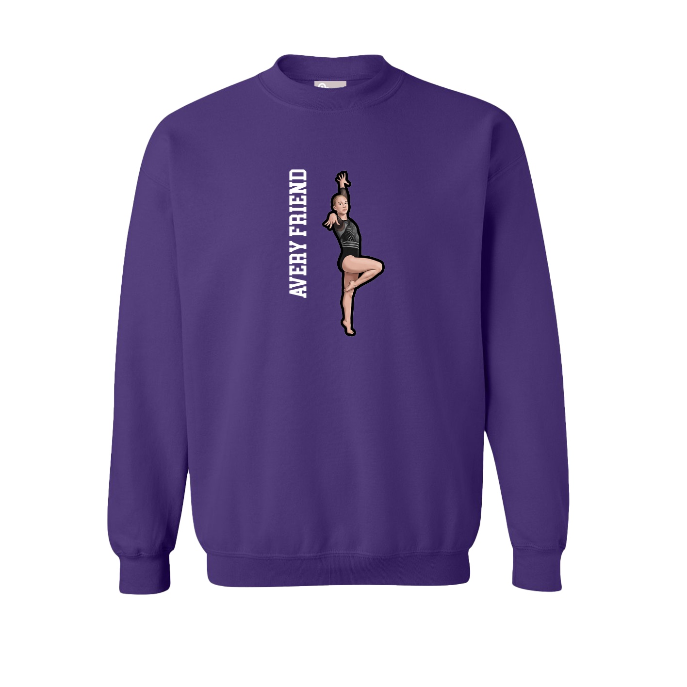 Fleece Crew — Name Vertical in Purple
