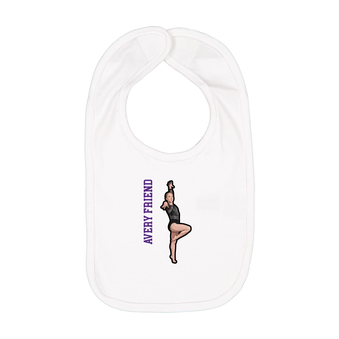 Infant Bib — Name Vertical in White