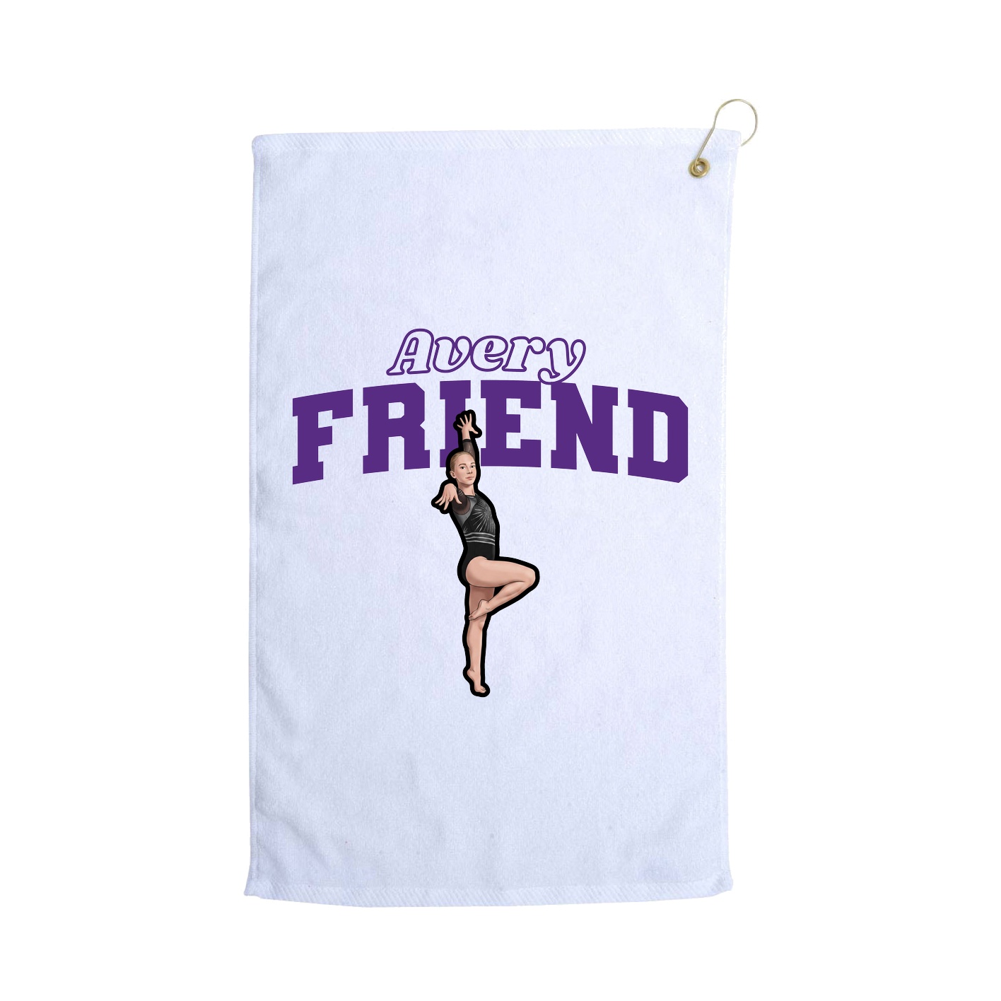 Golf Towel — Name Arch in White