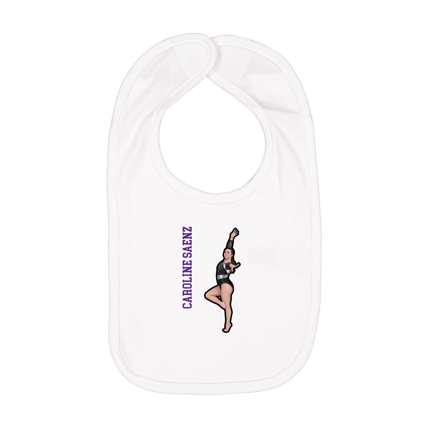 Infant Bib — Name Vertical in White