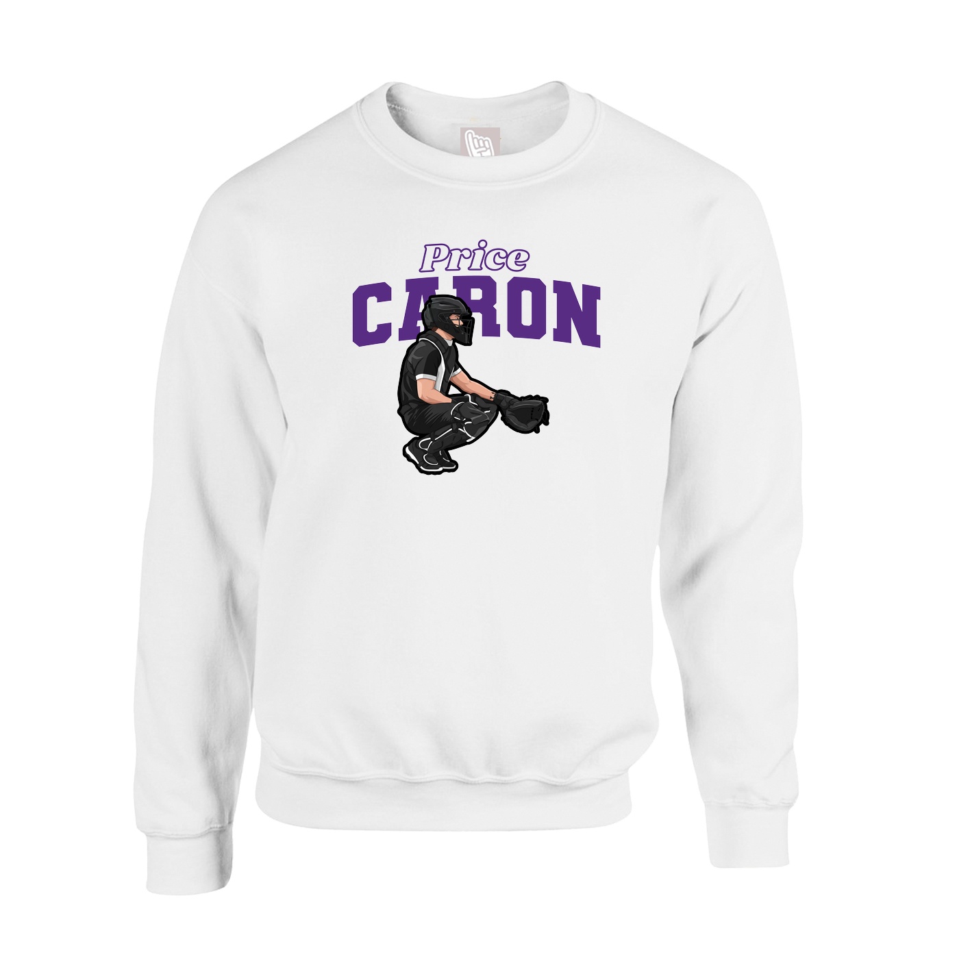 Fleece Crew — Name Arch in White