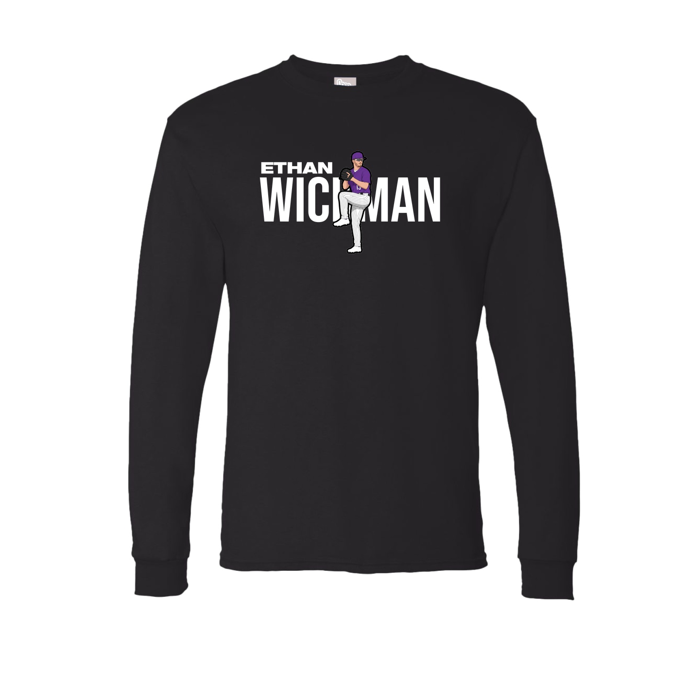 Long Sleeve Tee — Player Name in Black