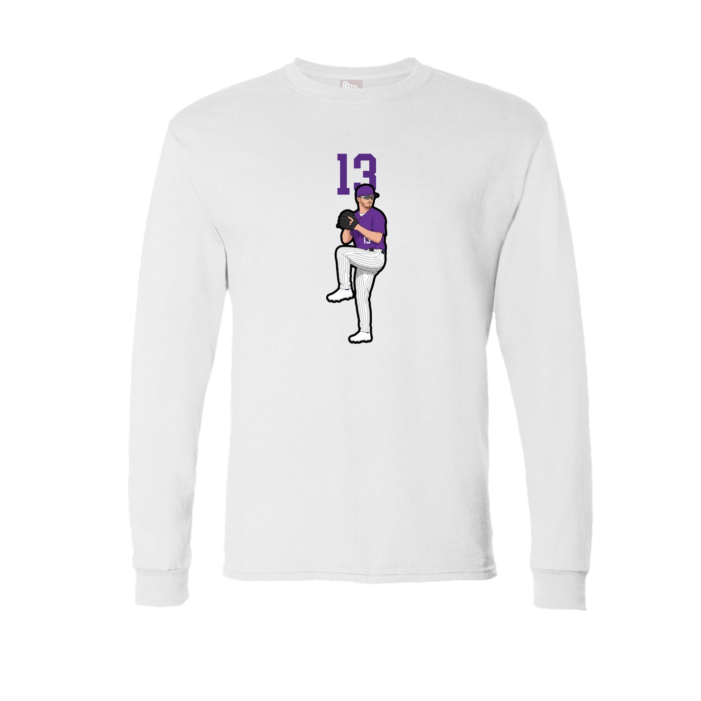 Long Sleeve Tee — Number Top in White